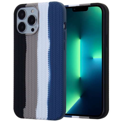 [CS-I14M-SFB-BKRW] Silicone Fiber Case for iPhone 14 Plus - Black Rainbow