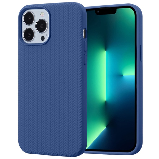 [CS-I14P-SFB-DBL] Silicone Fiber Case for iPhone 14 Pro - Dark Blue 