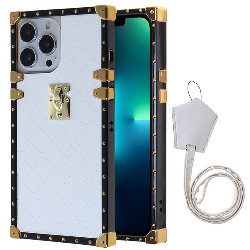 [CS-I14PM-LT-WH] Luxury Trunk Case for iPhone 14 Pro Max - White