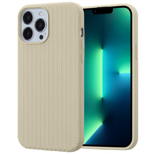 [CS-I14PM-SFB-AWH] Silicone Fiber Case for iPhone 14 Pro Max - Antique White