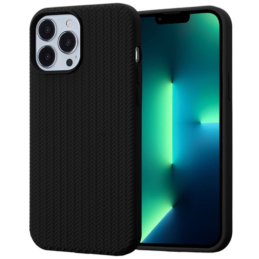 [CS-I14PM-SFB-BK] Silicone Fiber Case for iPhone 14 Pro Max - Black