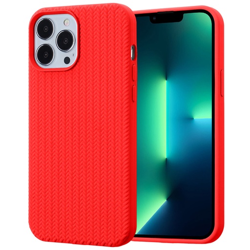 [CS-I14PM-SFB-RD] Silicone Fiber Case for iPhone 14 Pro Max - Red