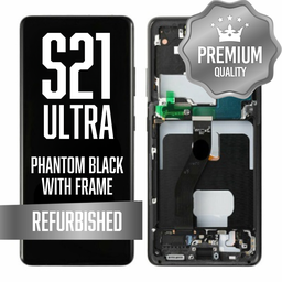[LCD-S21U-WF-BK] OLED Assembly for Samsung Galaxy S21 Ultra 5G With Frame - Phantom Black (Refurbished)