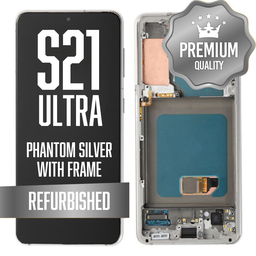 [LCD-S21U-WF-SI] OLED Assembly for Samsung Galaxy S21 Ultra 5G With Frame - Phantom Silver (Refurbished)