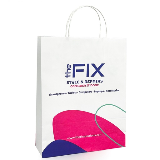 [AC-BAG-WHT] The Fix Printed Paper Bag 8.5"x11" (250 pcs)($0.40 per bag)