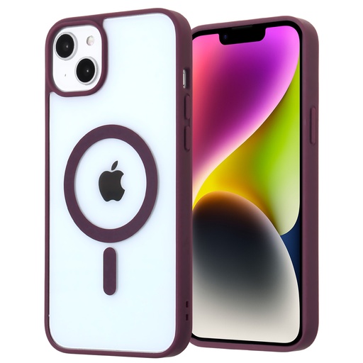 [CS-I14M-HWC-PU] Hard Shell Wireless Charging Case for iPhone 14 Plus - Burgundy