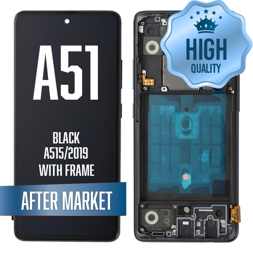 [LCD-A515-WF-HQ] OLED Assembly (6.46") For Samsung Galaxy A51 (A515 / 2019) with Frame - Black (Aftermarket - OLED)