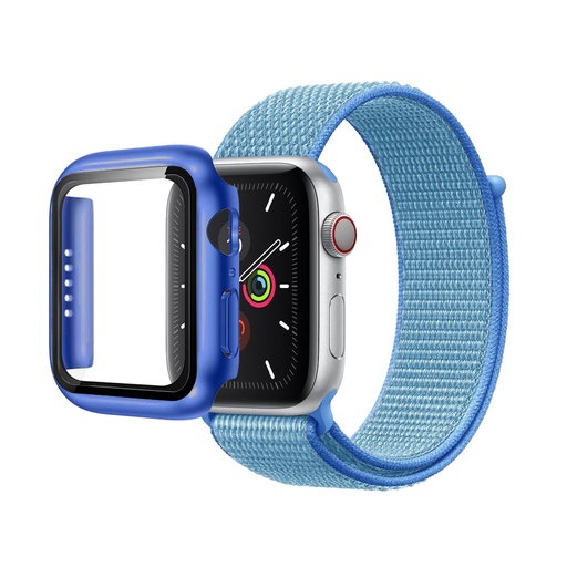 [CS-IW41-NWT-BL] N-Loop Weave Band & Bumper w/Tempered Glass For iWatch 41mm - Blue