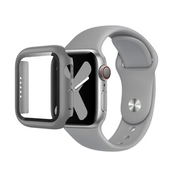 [CS-IW38-PST-GY] Premium Silicone Band & Bumper w/Tempered Glass iWatch 38/40/41mm - Gray