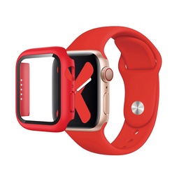 [CS-IW38-PST-RD] Premium Silicone Band & Bumper w/Tempered Glass iWatch 38/40/41mm - Red
