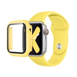 [CS-IW38-PST-YL] Premium Silicone Band & Bumper w/Tempered Glass iWatch 38/40/41mm - Yellow