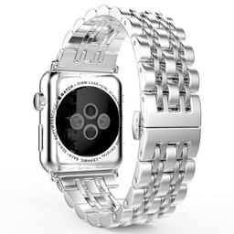 [CS-IW38-SBS-SISI] Seven beads Stainless Steel iWatch Band 38/40/41mm - Silver / Silver
