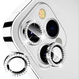 [TG-I14PM-DCL-SI] Diamond Camera Lens w/HD Tempered Glass  for iPhone 14 Pro / 14 Pro Max (Silver)