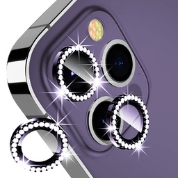 [TG-I14PM-DCL-DPU] Diamond Camera Lens w/HD Tempered Glass  for iPhone 14 Pro / 14 Pro Max (Deep Purple)