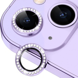 [TG-I14-DCL-PU] Diamond Camera Lens w/HD Tempered Glass  for iPhone 14 / 14 Plus (Purple)