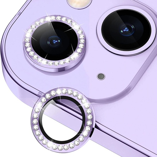 [TG-I14-DCL-PU] Diamond Camera Lens w/HD Tempered Glass  for iPhone 14 / 14 Plus (Purple) (1 Pc)