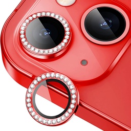 [TG-I14-DCL-RD] Diamond Camera Lens w/HD Tempered Glass  for iPhone 14 / 14 Plus (Red)
