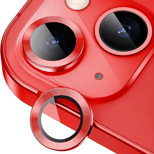 [TG-I14-RCL-RD] Ring Camera Lens w/HD Tempered Glass  for iPhone 14 / 14 Plus (Red) (1 Pc)