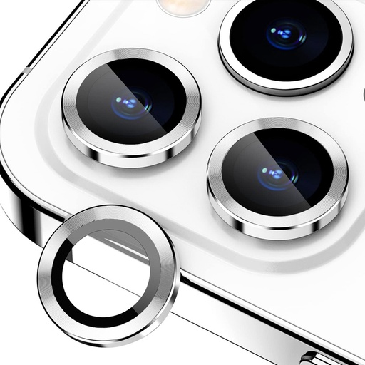 [TG-I13PM-RCL-SLV] Ring Camera Lens w/HD Tempered Glass  for iPhone 13 Pro / 13 Pro Max (Silver) (1 Pc)