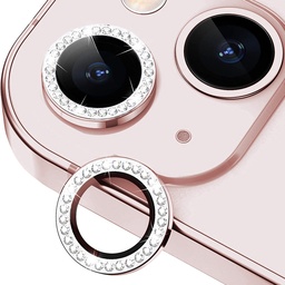 [TG-I13-DCL-PN] Diamond Camera Lens w/HD Tempered Glass  for iPhone 13 / 13 Mini (Pink)