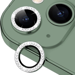 [TG-I13-DCL-GR] Diamond Camera Lens w/HD Tempered Glass  for iPhone 13 / 13 Mini (Green)