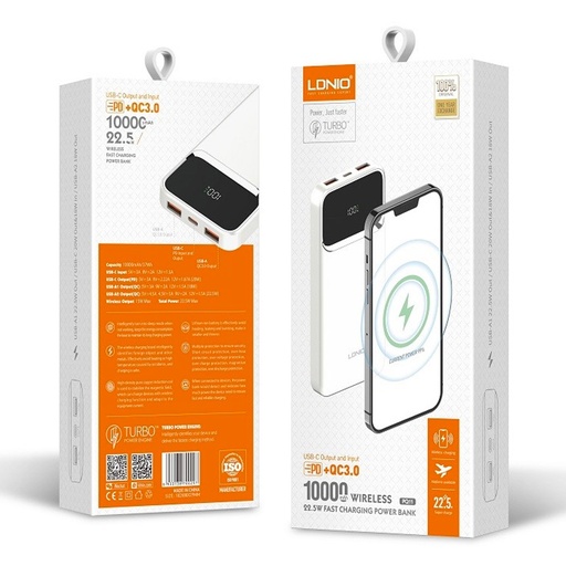 [ACE-LDN-PQ11] LDNIO PQ11 15W Wireless Charging Powerbank 10000mah/37Wh Total Power 22.5W
