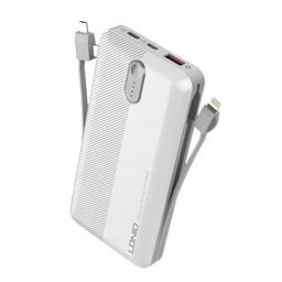 [AC-LDN-PL1013] PL1013 LDNIO 10000mah 3 in 1 Cable Output: 2.1A with Built-in Micro Typce-C IOS Cable White