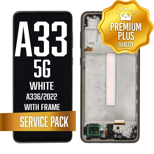 [LCD-A336-WF-SP-WH] OLED Assembly For Samsung Galaxy A33 5G (A336/2022) with Frame - White (Service Pack)