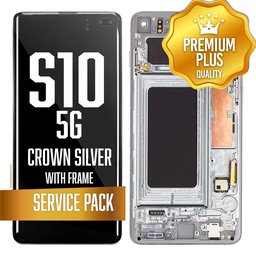 [LCD-S10-5G-WF-SP-SI] OLED Assembly for Samsung Galaxy S10 5G with Frame - Crown Silver (Service Pack)