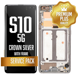[LCD-S10-5G-WF-SP-SI] OLED Assembly for Samsung Galaxy S10 5G with Frame - Crown Silver (Service Pack)