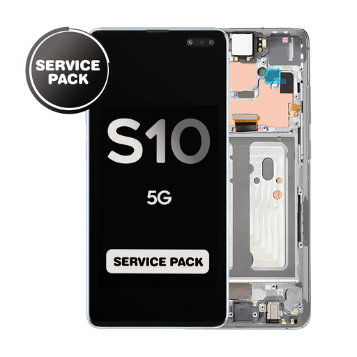 [LCD-S105G-WF-SP-SI] OLED Assembly for Samsung Galaxy S10 5G (G977) with Frame - Crown Silver (Service Pack)