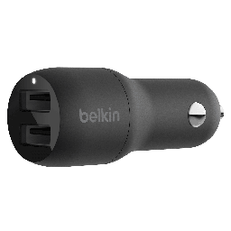 [CCB001BTBK] Belkin - Dual Port Usb A Car Charger 24w - Black
