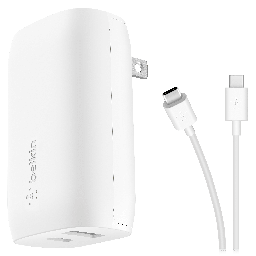 [WCB007DQWH] Belkin - Dual Port Usb A And Usb C Pd 37w Wall Charger With Pps - White