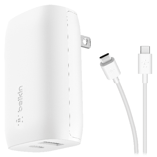 [WCB007DQWH] Belkin - Dual Port Usb A And Usb C Pd 37w Wall Charger With Pps - White
