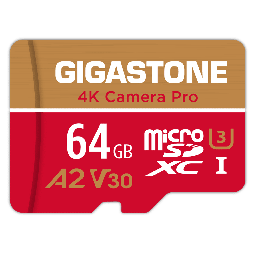 [GS-2IN1-4KA2-V30-64GB-R] Gigastone - Microsd A1 V30 Memory Card 64gb - Red And Gold