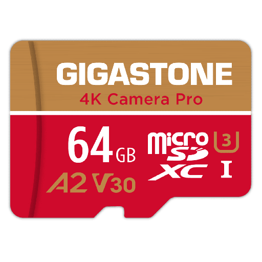 [GS-2IN1-4KA2V30-64GB-R] Gigastone - Microsd A1 V30 Memory Card 64gb - Red And Gold
