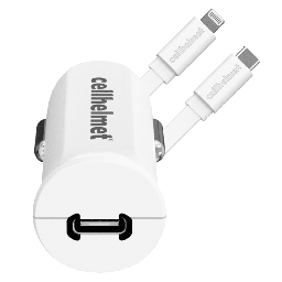 [CAR-PD-20W+R-LIGHT] Cellhelmet - Pd Usb C Car Charger 20w And Usb C To Apple Lightning Cable 3ft - White
