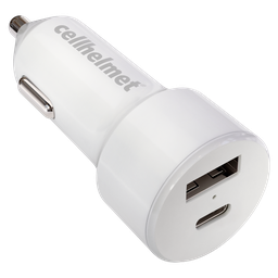 [CAR-PD-20W-A-C] Cellhelmet - 20w Pd Usb C And Usb A Dual Port Car Charger - White