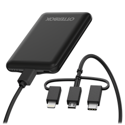 [78-80638] Otterbox - Mobile Charging Kit Power Bank 5000 Mah And 3 In 1 Cable 1m - Black