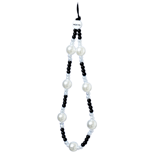 [NCBBW-PRLPC-DHX] Moxyo - Lanyard Beaded Phone Charm - White And Black Pearl