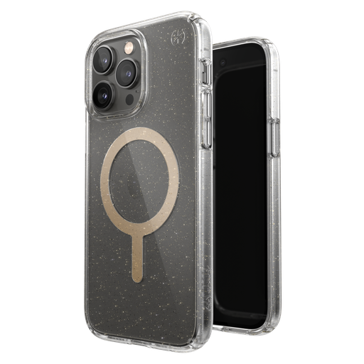 [150092-9221] Speck - Presidio Perfect Clear Magsafe Case For Apple Iphone 14 Pro Max - Gold Glitter
