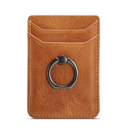 [AC-CH-CHRP-BW] PU Leather Card Holder Ring Pouch with 3M Adhesive - Brown