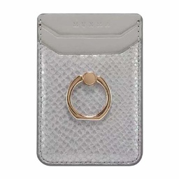 [AC-CH-SLCH-SI] PU Snake Leather Card Holder Ring Pouch with 3M Adhesive - Silver