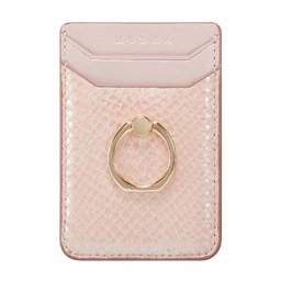 [AC-CH-SLCH-RO] PU Snake Leather Card Holder Ring Pouch with 3M Adhesive - Powder Rose 