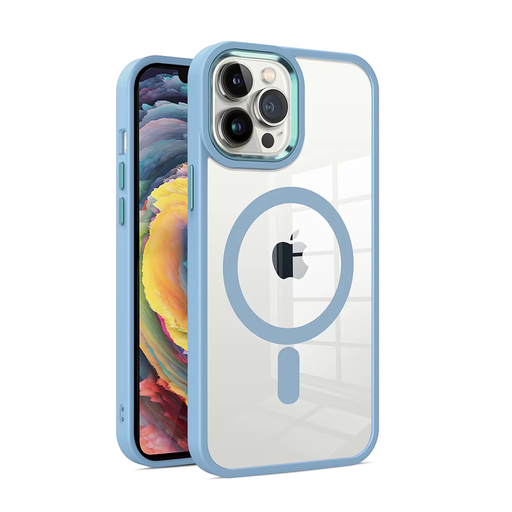 [CS-I14-MWC-BL] Metal Wireless Charging Case for iPhone 16e / 14 / 13 - Blue