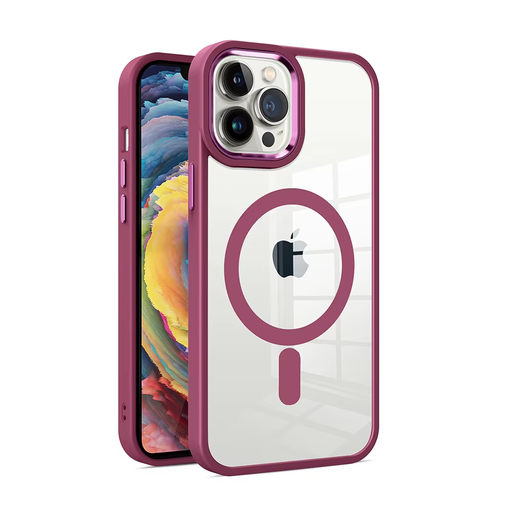 [CS-I14-MWC-BU] Metal Wireless Charging Case for iPhone 16e / 14 / 13 - Burgundy