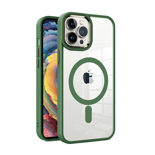 [CS-I14-MWC-GR] Metal Wireless Charging Case for iPhone 16e / 14 / 13 - Green