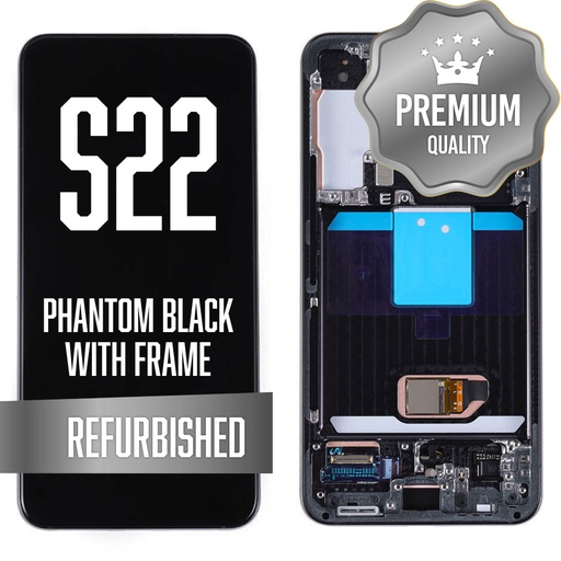 [LCD-S22-WF-BK] OLED Assembly for Samsung Galaxy S22 With Frame - Phantom Black (Refurbished)