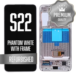 [LCD-S22-WF-WH] OLED Assembly for Samsung Galaxy S22  With Frame - Phantom White (Refurbished)