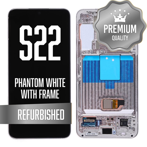 [LCD-S22-WF-WH] OLED Assembly for Samsung Galaxy S22 With Frame - Phantom White (Refurbished)